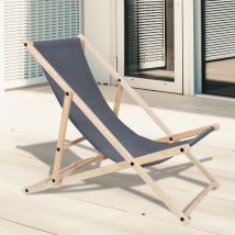 Einfeben Chaise longue pliante Chaise de jardin en bois Chaise longue pliante Chaise de camping Plage Gris