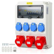 Randaco - Coffret De Chantier distributeur de courant mural avec disjoncteur et fi, répartiteur électrique 1X32A 2X16A 4x230V mit ls + fi