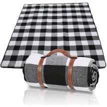 Swanew Picknickdecke Stranddecke 200x200cm Campingdecke Wasserdicht Faltbare Schwarz