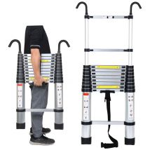 Swanew Echelle Télescopique 3,2M Silber Échelle pliante télescopique pliable mit hakenÉchelle droite simple charge max.150 kg