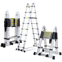 Chelle télescopique Aluminium 2,5m+2,5m Argent sans crochets Avec stabilisateur charge max. 150 kg - Argent - Randaco