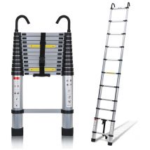 Echelle Télescopique Aluminium Avec Crochet Escabeau Argent Multifonction Multi-Fonction 3,2m - Randaco