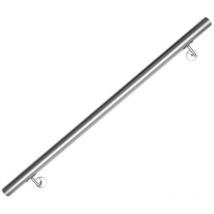 Randaco - swanew Edelstahl Handlauf Geländer matt, runde Treppe, innen und außen, ø 42 mm, Treppengeländer mit Bügel, silber 100 cm