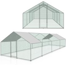 Swanew Enclos poulailler grillagé avec porte latérale et toit dôme 24 m² 8x3 m
