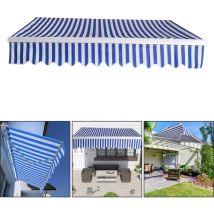 Randaco - TolleTour Gelenkarmmarkise 350x300cm einziehbare Markise Sonnenschutz Balkonmarkise Gelenkarmmarkise Gelenkarm Sonnenschutz Blau / Weiß