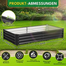 Randaco Hochbeet Metall 160x90x30cm Gartenbeet Verzinkt Pflanzkasten Für Gemüse & Kräuter, Stabiles Hochpflanzbeet Wetterfest Bodenlos Mit Stützstange