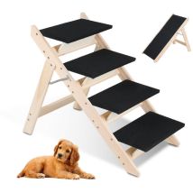 Randaco Hundetreppe 2 In 1 Hunderampe Faltbar Aus Holz Einstiegshilfe Fürs Bett Sofa Auto Haustiertreppe Rutschfest Bis 80kg