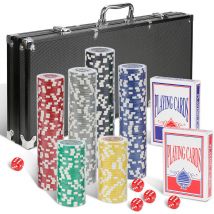 Einfeben Jetons de poker Coffret de Poker en Aluminium avec 300 jetons lasers Malette de Poker Noir