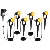 Randaco - Hengda Lot de 6 Projecteur de jardin à led avec piquet de terre. éclairage de jardin avec prise étanche IP65 blanc chaud