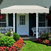 Auvent retractable Auvent terrasse Marquise sans perçage Manivelle Hauteur réglable 2M, crème