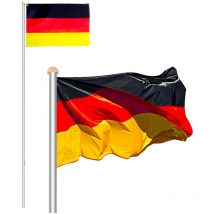 Randaco - einfeben Mat en aluminium stable 6,5 m avec drapeau allemand 150 x 80 cm, manchon de sol 50 cm
