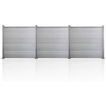 Randaco - Hengda Parabrezza wpc. recinzione per parabrezza. paletti in alluminio da incassare. elemento di base. 186 cm grigio. set di 3 - Grigio