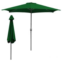 Parasol droit d'Extérieur 3.5m - mât central en aluminium orientable et manivelle d'ouverture, Vert