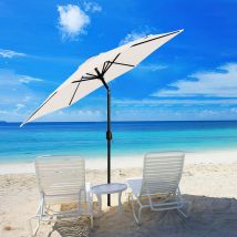 Parasol de Jardin Dia 270 cm Strucutre en Métal Robuste Anti-UV, Beige, Parasol de plage
