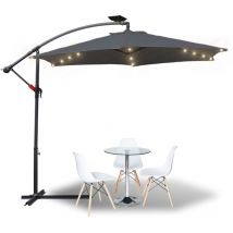 Parasol avec led Parapluie 350cm - Parapluie, protection solaire, parasol de jardin - Gris