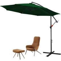 Parasol Grand Parapluie avec manivelle 360-Grad Drehbar um 360° drehbar pour terrasse, balcon Sonnenschutz, Grün