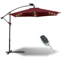 3m Parasol avec led Parapluie de jardin Terrasse UV30+ Parasol de marché rouge
