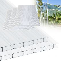 Swanew Plaque de polycarbonate creux 10,25 m² 14 unités Plaques à double paroi 4mm d'épaisseur Serre abri