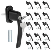Poignée de fenêtre verrouillable Poignée de fenêtre en aluminium Poignée de fenêtre de sécurité avec serrure Noir 16X