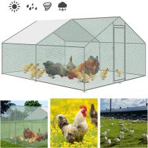 Poulailler d'extérieur 3x4x2m enclos grillagé pour poules volaille structure en acier galvanisé - Randaco