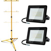 Hengda Proiettore da cantiere a led IP66 Proiettore da esterno a led con treppiede 2X100W bianco freddo