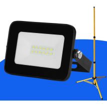 Swanew 1x 10W Projecteur de chantier à led avec trépied ajustable Projecteur extérieur Projecteur à led Blanc froid