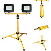 Randaco - Hengda Projecteur de chantier led avec trépied IP66 Jardin Projecteur led extérieur Spot 2X10W Blanc Chaud