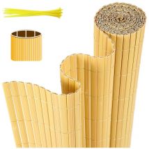 Swanew Canisse pvc, Brise Vue pour Jardin, Balcon et Terrasse, Occultant Cloture, Résistant aux Intempéries, Intimité,avec Serre-Câbles,Bambou,90 x