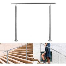 Randaco - Rampe d'escalier acier inoxydable main courante balustrade Garde-corps argenté 160 cm 0 crossbars
