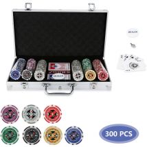 Hengda Jetons de poker Boîtier en aluminium de 300 jetons Ensemble de poker Coffret de poker Plateau de table Tapis de jeu