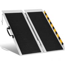 Randaco Rollstuhlrampe 91cm Rollirampe Auffahrrampe Laderampe 2x Faltbar Alu Rutschfeste Oberfläche 270kg