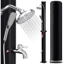 Randaco Solardusche Gartendusche 35l Mit Abdeckhaube, Handbrause Und Drain Stop – Standsäule Für Garten, Pool & Camping In Schwarz