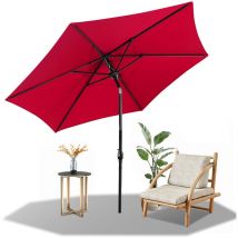 Randaco Sonnenschirm Ø270cm, Gartenschirm, Knickbar, Schirmtuch Mit Pa-beschichtung, Uv-schutz Bis Upf 50+, Ohne Ständer, Rot