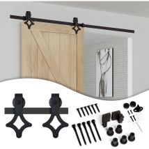 Einfeben Système de porte coulissante Ensemble d'accessoires pour Rail au sol Rail de porte à rouleau en bois Verre 150kg 183CM