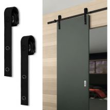 Sistema di porte scorrevoli Set di accessori per binari a pavimento in legno Binario per porte a rulli in vetro 150kg Pfeil 152cm - Randaco