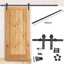 Système de porte coulissante Ensemble d'accessoires pour Rail au sol Rail de porte à rouleau en bois Verre 152CM Rayures - Randaco