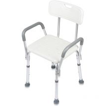 Tabouret de douche chaise de douche tabouret de bain anti-dérapant jusqu'à 136kg avec accoudoir avec dossier,Aluminium - Randaco