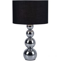 Ranex - Lampada da comodino con dimmer tattile lampada da tavolo cromata lampada da soggiorno lampada da lettura, metallo cromato tessuto nero, 1x