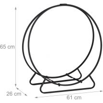 Range bûches acier étagère cercle bois rond noir