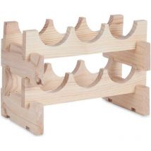 Porte-bouteilles 6 bouteilles bois naturel depine (36,5 x 21 x 25 cm)