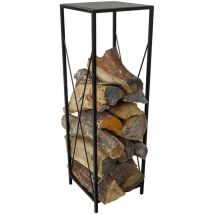 Range bûche intérieur colonne - étagère à bois de chauffage acier - porte bûche design - 110x34x34 cm - Noir