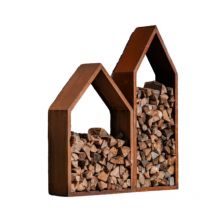 Jardinex - Range bûches Métal - Rouille 73 x 34 x 195 cm