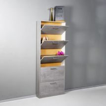 Composad - tagère à Chaussures 5 Rabats Simples Ligne 'Lamia' Cm. 15 x 65 x H.164 - Ciment