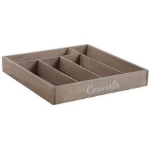 Range-couverts 5 cases en bois teinté