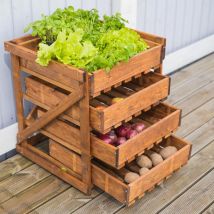 Cémonjardin - Rangement 4 tiroirs en bois - légumier & fruitier