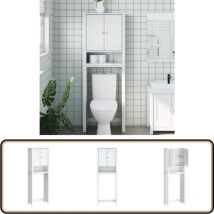 Rangement au-dessus de la cuvette BERG blanc bois massif - Meuble De Salle De Bain - Rangement Salle De Bain - Étagère Salle De Bain - Rangement Wc
