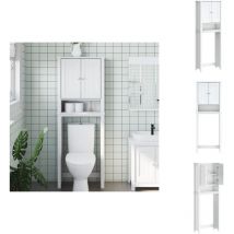 Rangement au-dessus de la cuvette BERG blanc bois massif - Meuble De Salle De Bain - Rangement Salle De Bain - Étagère Salle De Bain - Rangement Wc