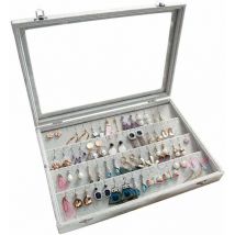 Rangement de Boucles d'oreilles, 36 Paires de Boucles d'oreilles Boîte à Bijoux, Boîte Organisateur de Boucles d'oreilles, Velours et Verre,