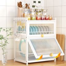Ultrixe - Rangement de Cuisine Coulissant Comptoir de cuisine avec tiroirs, 40.5x29x55 cm(LWH), armoire à vaisselle, égouttoir, anti-poussière et