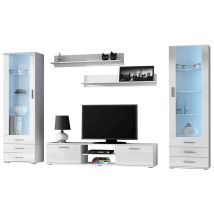 Mobilier1 - Ensemble de salon Tornola 109, Blanc + Blanc brillant